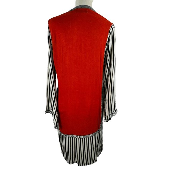 Luxurious! SANA SAFINAZ Kaftan in Orange & Black Viscose Size Medium - Picture 3 of 11